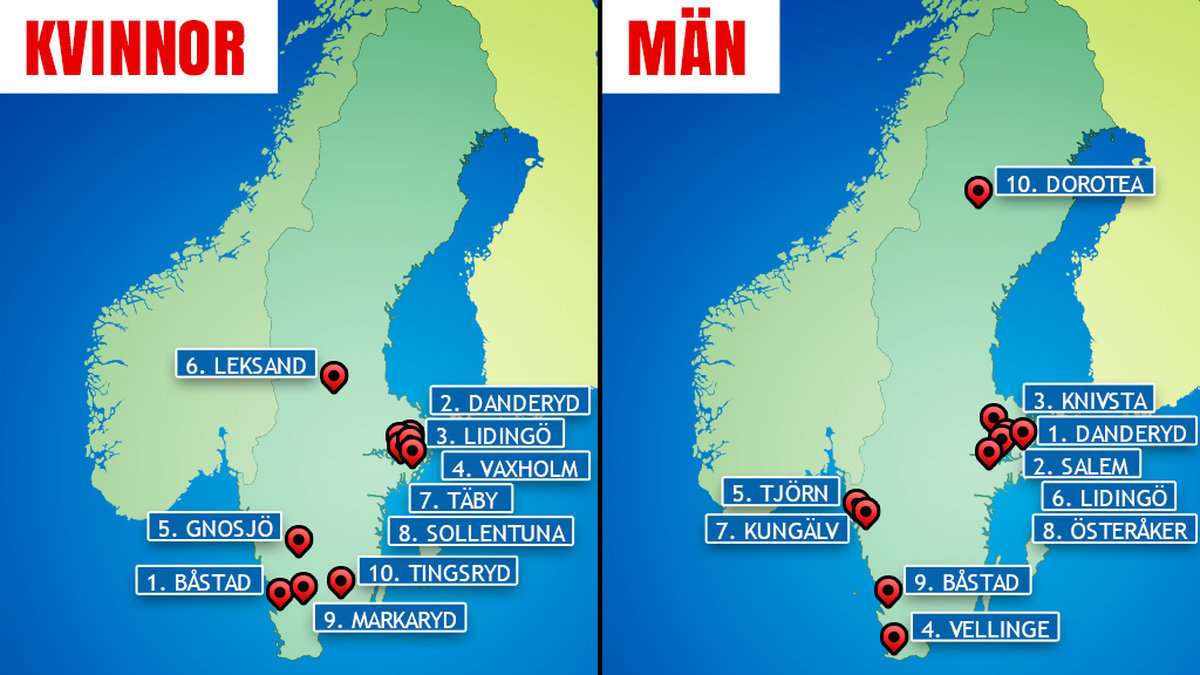 Här lever svenskarna längst.